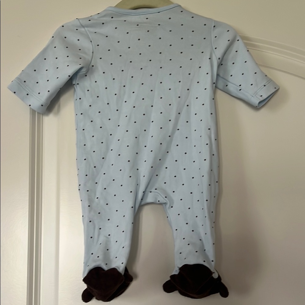Little Me | (NB) Baby Blue Polka Dot Monkey One Piece - Picture 5 of 5